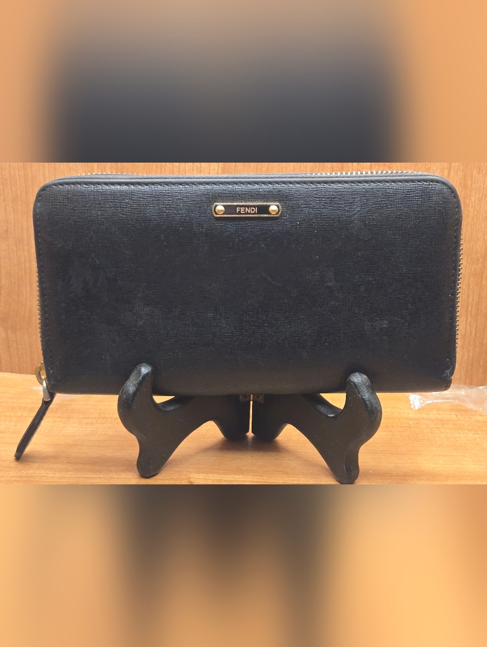 EUC Fendi Black Leather Elite Zip Continental Wallet